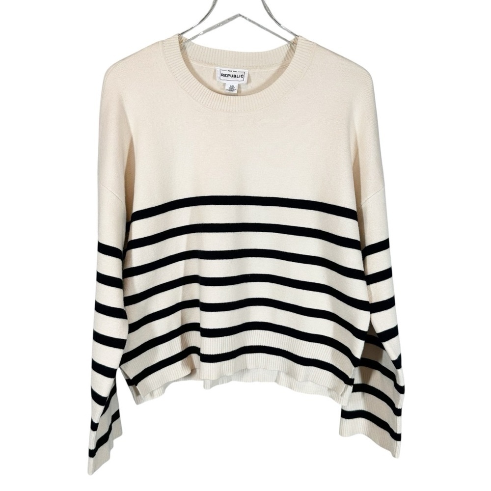 FOR THE REPUBLIC Women's Large Crewneck Striped Sweater